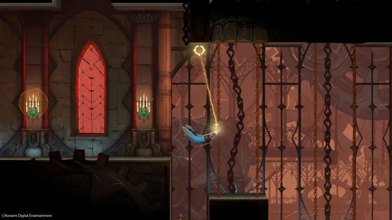 Official Castlevania: Belmont's Curse gameplay screenshot showing the game's 2D action and gothic environment