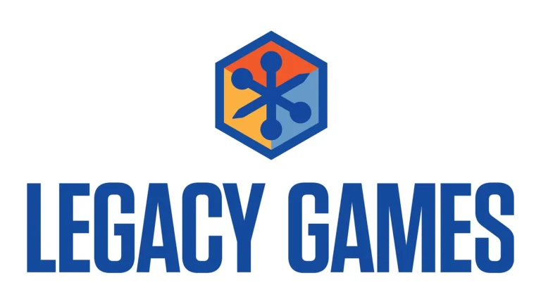 Legacy Games blue wordmark and multicolor hexagonal emblem