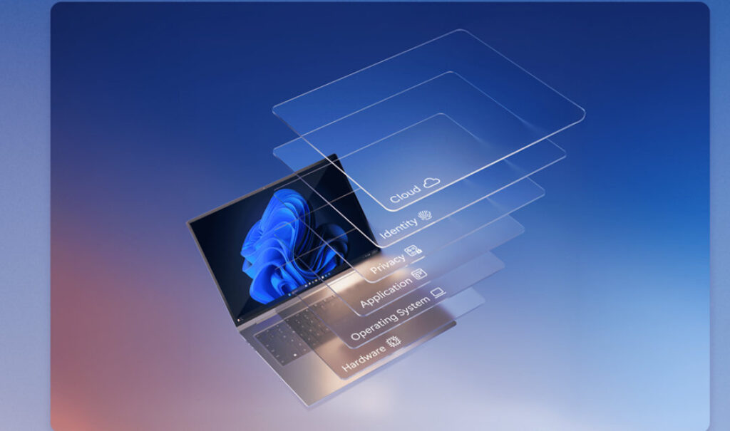 Windows 11 security laptop with layered hardware and software protections